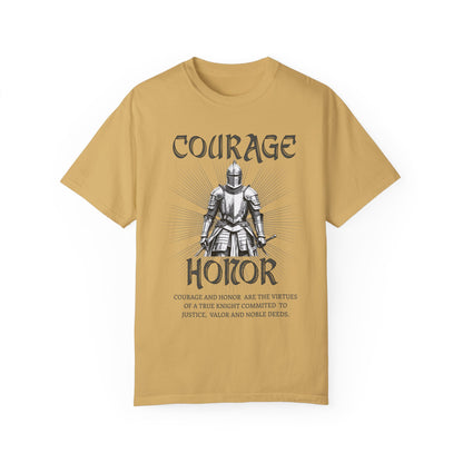 Medieval Knight Courage and Honor T-shirt Renfaire Renaissance Fair Comfortable Festival Tee Perfect Gift for History Lovers Ren-faire Gift T-Shirt Printify Mustard S
