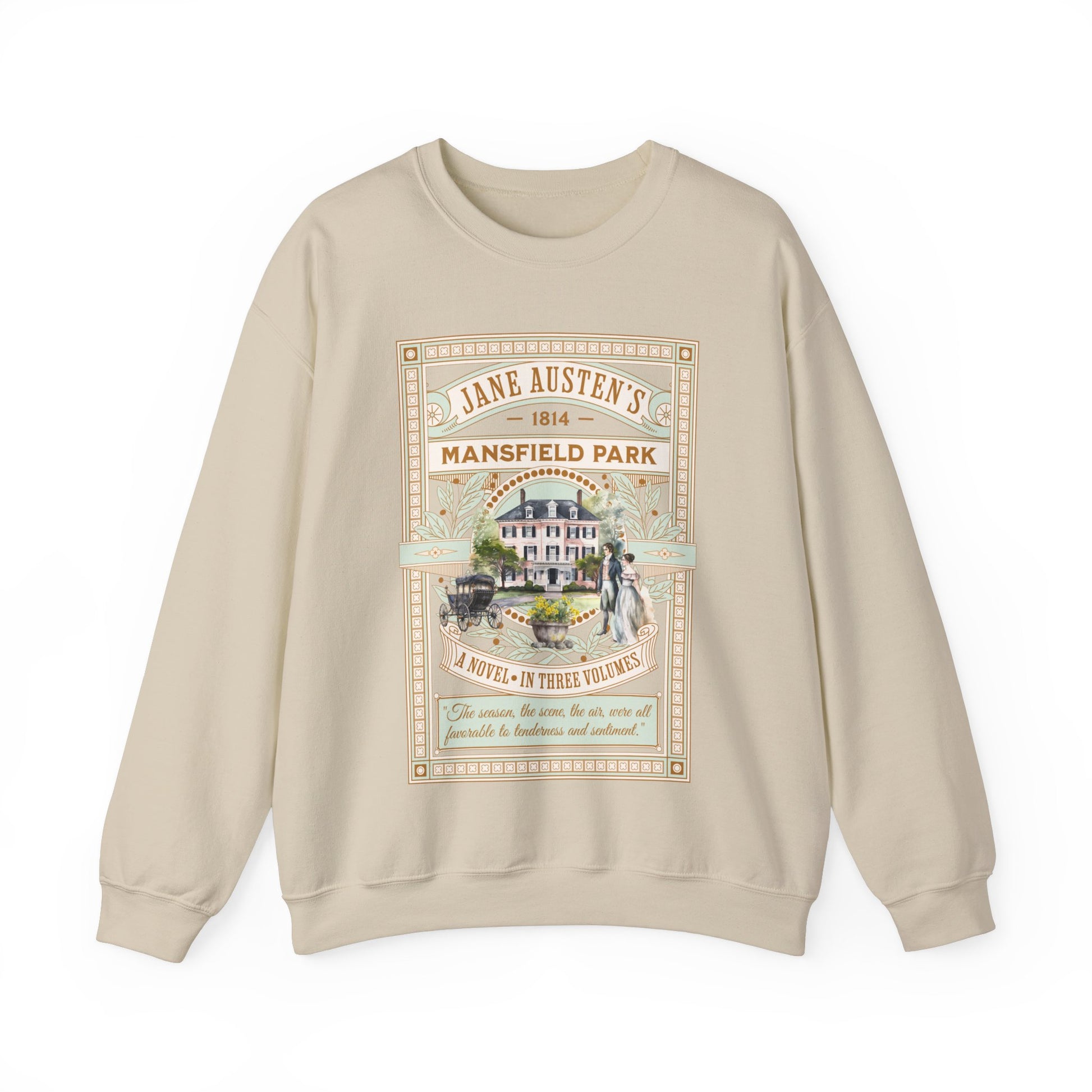 Jane Austen Sweatshirt, Mansfield Park Historical Romance Sweater, Bookish Literary Jane Austen Fan Art Gift, Gift for Her, Readers, Sweatshirt Printify S Sand 