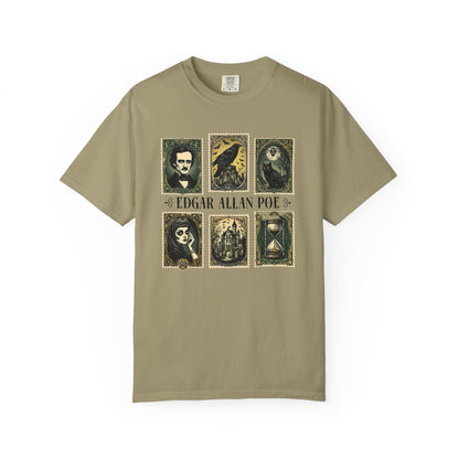 Edgar Allan Poe T-Shirt Gothic Graphic Tee The Raven Nevermore Quote Horror Literature Shirt Dark Academia Aesthetic Halloween Party Gift T-Shirt Printify Khaki S