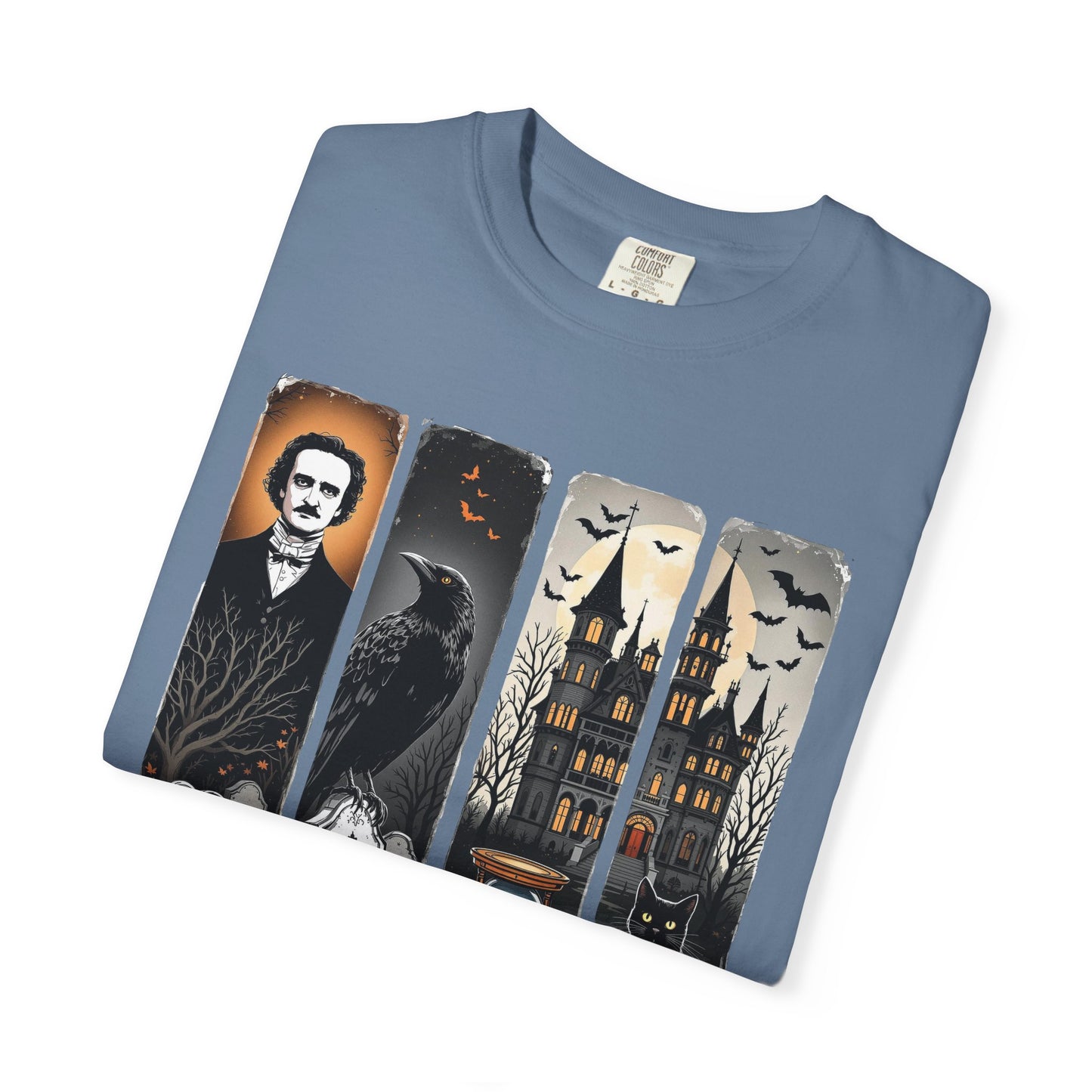 Edgar Allan Poe T-Shirt Gothic Graphic Tee The Raven Nevermore Quote Horror Literature Shirt Dark Academia Aesthetic Halloween Party Gift