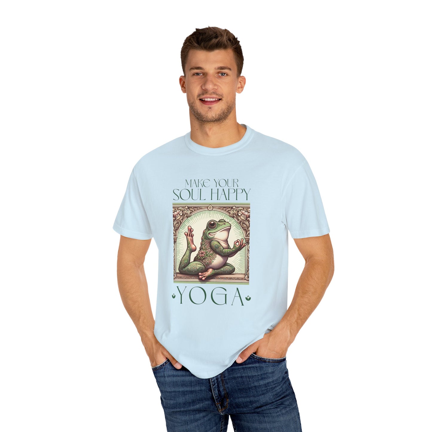 Yoga Frog Make Your Soul Happy Green Unisex T-Shirt, Casual Wear, Highlander Fan Gift, Comfortable Graphic Tee
