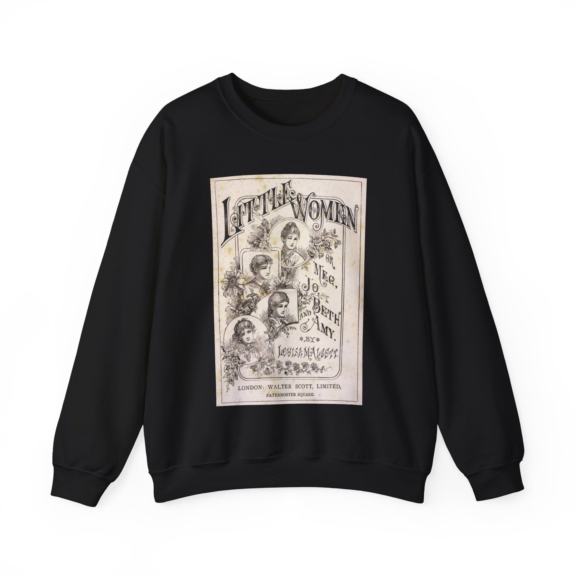 Little Women Sweatshirt, Louisa May Alcott Historical Romance Sweater, Bookish Literary Fan Art Gift, Gift for Her, Bookclub Crewneck Shirt Sweatshirt Printify S Black 