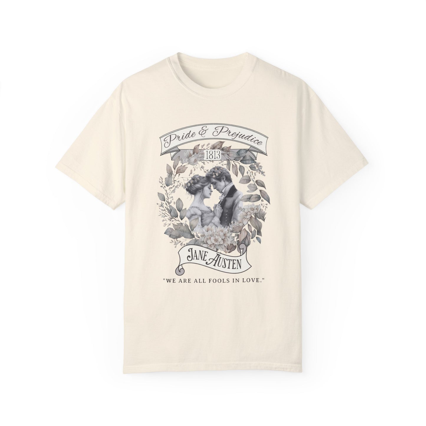 Pride and Prejudice T-Shirt Jane Austen Historical Romance Reader T-Shirt Printify Ivory S 