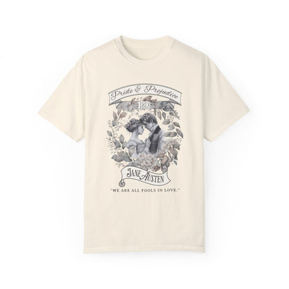 Pride and Prejudice T-Shirt Jane Austen Historical Romance Reader T-Shirt Printify Ivory S 