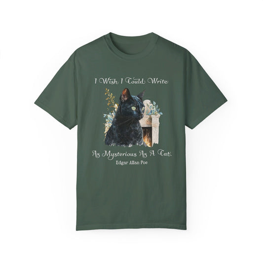 Edgar Allan Poe T-Shirt The Black Cat Nevermore The Raven Poe Fan Art Poetry Book Lover, Dark Cottagecore Macabre Gift, Light, Dark Academia T-Shirt Printify Blue Spruce S 