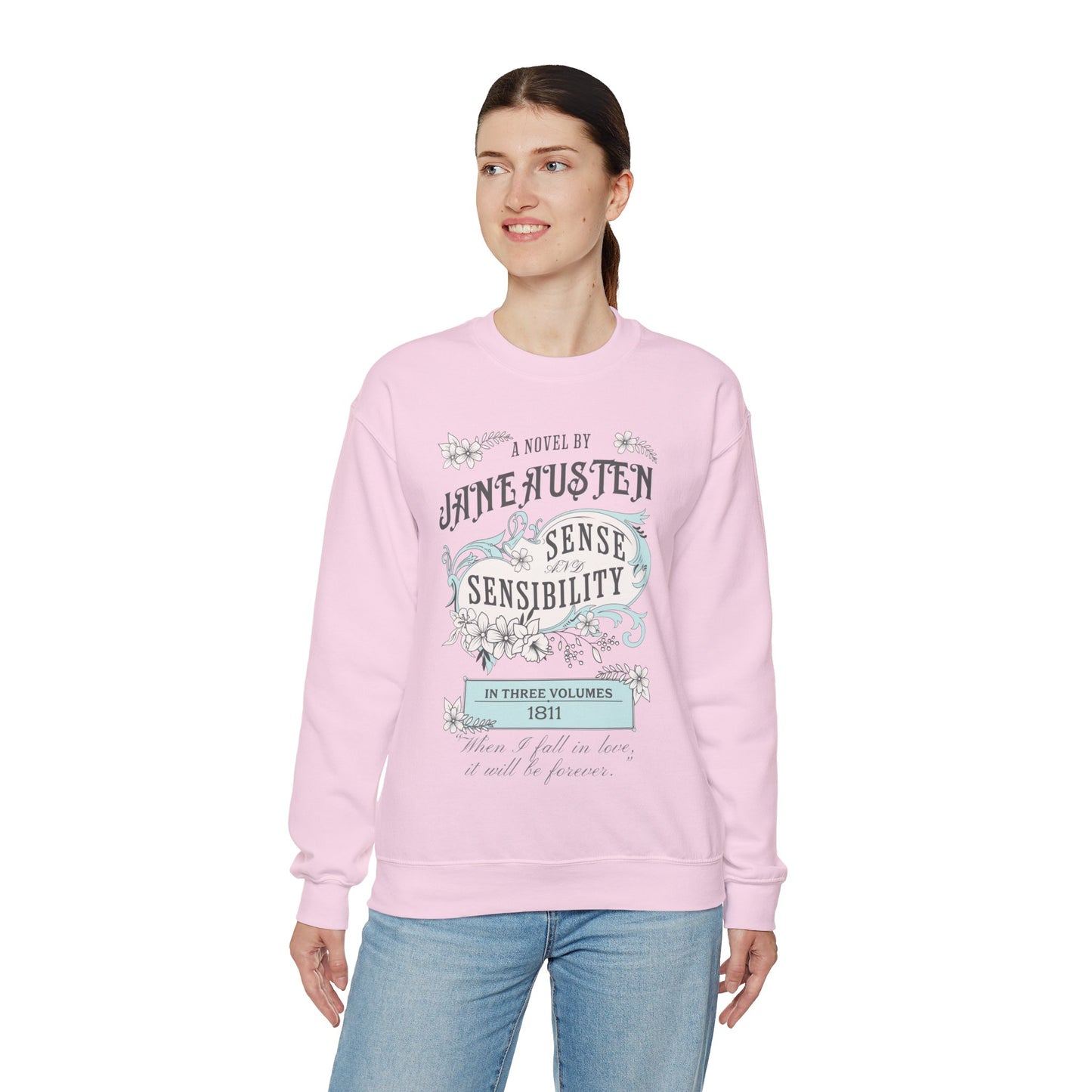 Jane Austen Sweatshirt, Sense & Sensibility Historical Romance Sweater, Bookish Literary Jane Austen Fan Art Gift, Gift for Her, Readers, Sweatshirt Printify   