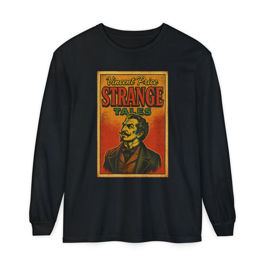 Vincent Price Strange Tales Long Sleeve T-Shirt, Unisex Tee, Vintage Style Tee, Gift for Horror Fans, Halloween Apparel, Casual Wear Long-sleeve Printify Black S