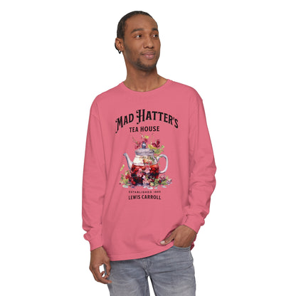 Mad Hatter's Tea Long Sleeve Shirt Alice In Wonderland Lewis Carroll Whimsigoth Academia TShirt Mad Hatter Tea Party Tee Bookish Booktok Long-sleeve Printify   