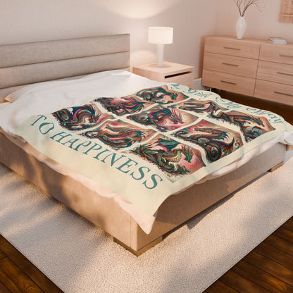 Winging My Way To Happiness Dragon Velveteen Blanket - Perfect for Book Lovers, Gifts for Sisters, Home Decor, Reading Nook, Cozy Nights All Over Prints Printify