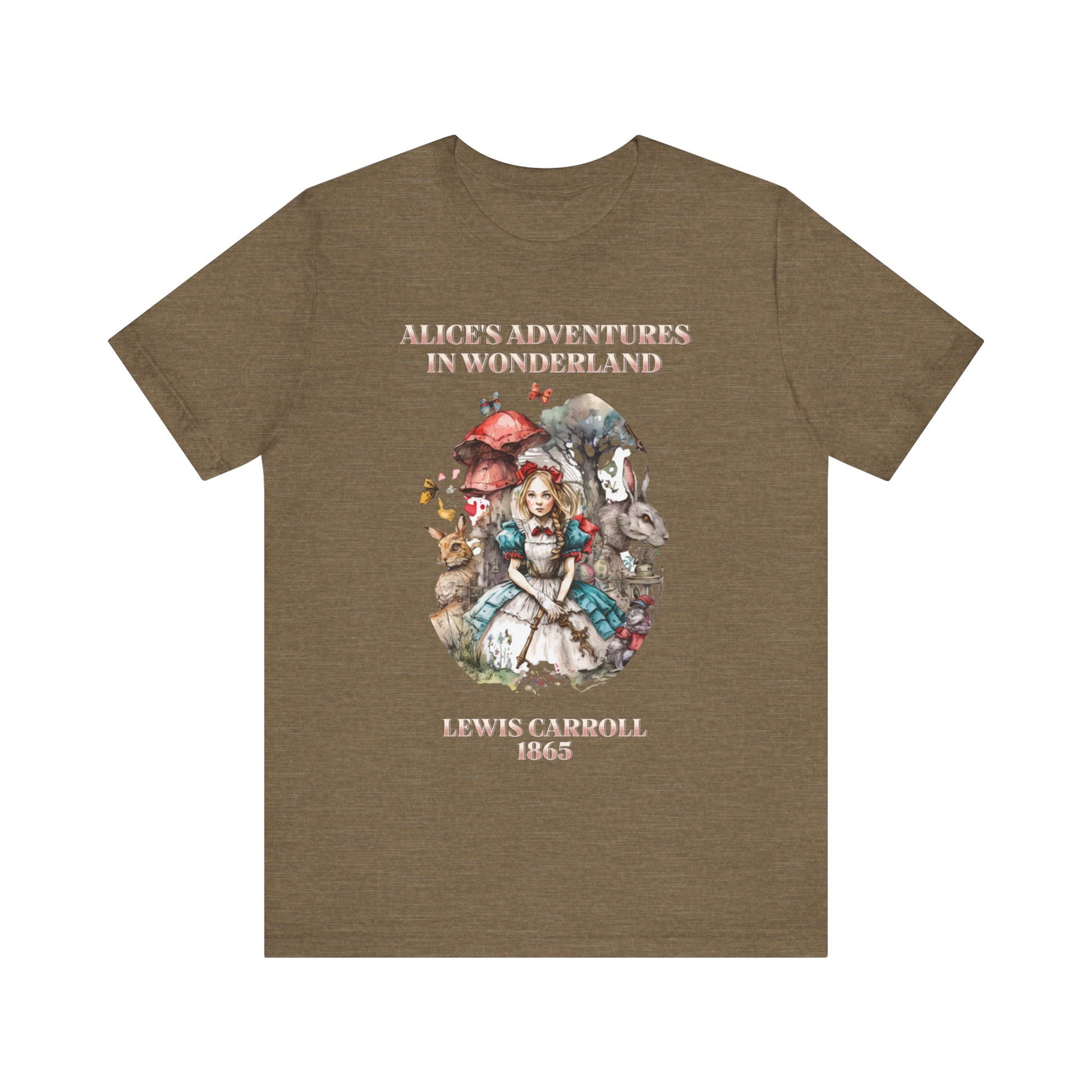 Unisex Jersey Short Sleeve Tee Alice in Wonderland T-Shirt Printify Heather Olive S 