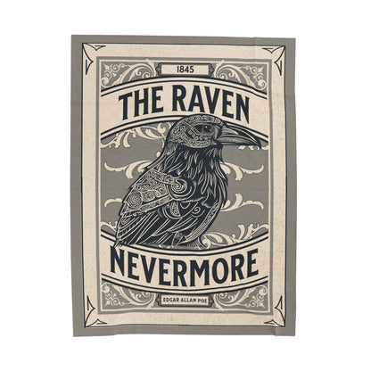 Edgar Allan Poe, Nevermore The Raven Throw Blanket, Book Lover Reading Blanket, Gothic Light, Dark Academia, Horror Movie Watching Blanket All Over Prints Printify 60" × 80"  