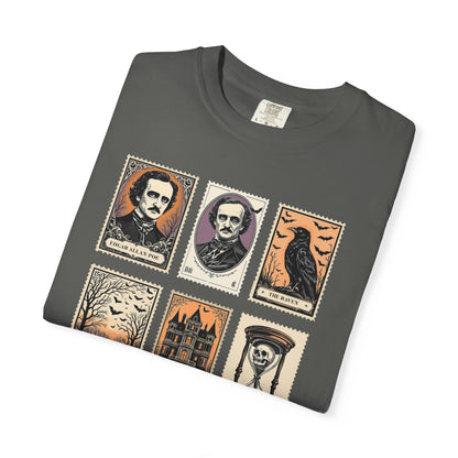 Edgar Allan Poe T-Shirt Gothic Graphic Tee The Raven Nevermore Quote Horror Literature Shirt Dark Academia Aesthetic Halloween Party Gift