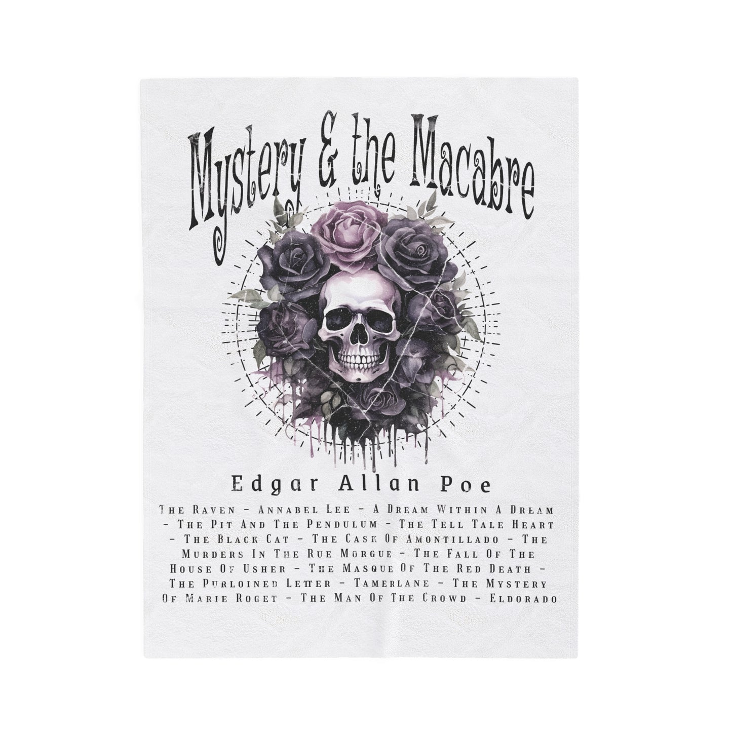 Edgar Allan Poe, Mystery & The Macbre Throw Blanket, Book Lover Reading Blanket, Gothic, Light, Dark Academia, Horror Movie Watching Blanket All Over Prints Printify 30" × 40"  