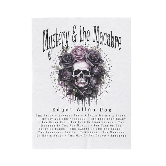 Edgar Allan Poe, Mystery & The Macbre Throw Blanket, Book Lover Reading Blanket, Gothic, Light, Dark Academia, Horror Movie Watching Blanket All Over Prints Printify 30" × 40"  