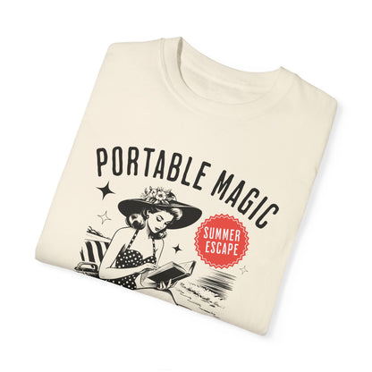 Portable Magic Book TShirt Retro Book Girl Summer Shirt Reader Lover Beach Bookish Gift For Vacation Romance Fantasy Reader Book Club Gifts T-Shirt Printify   