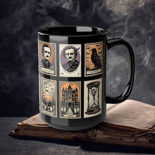 Edgar Allan Poe Mug Gothic Literary Gift For Book Lover Dark Academia Macabre Fall Coffee Cup Halloween Poetember Party Gift For Bookclub Mug Printify 15oz