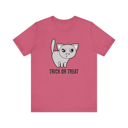 Cute Halloween Vampire Cat TShirt, Trick or Treat Shirt, Spooky Ghost Season Tee, Fun Halloween Party, Festival T-Shirt T-Shirt Printify   