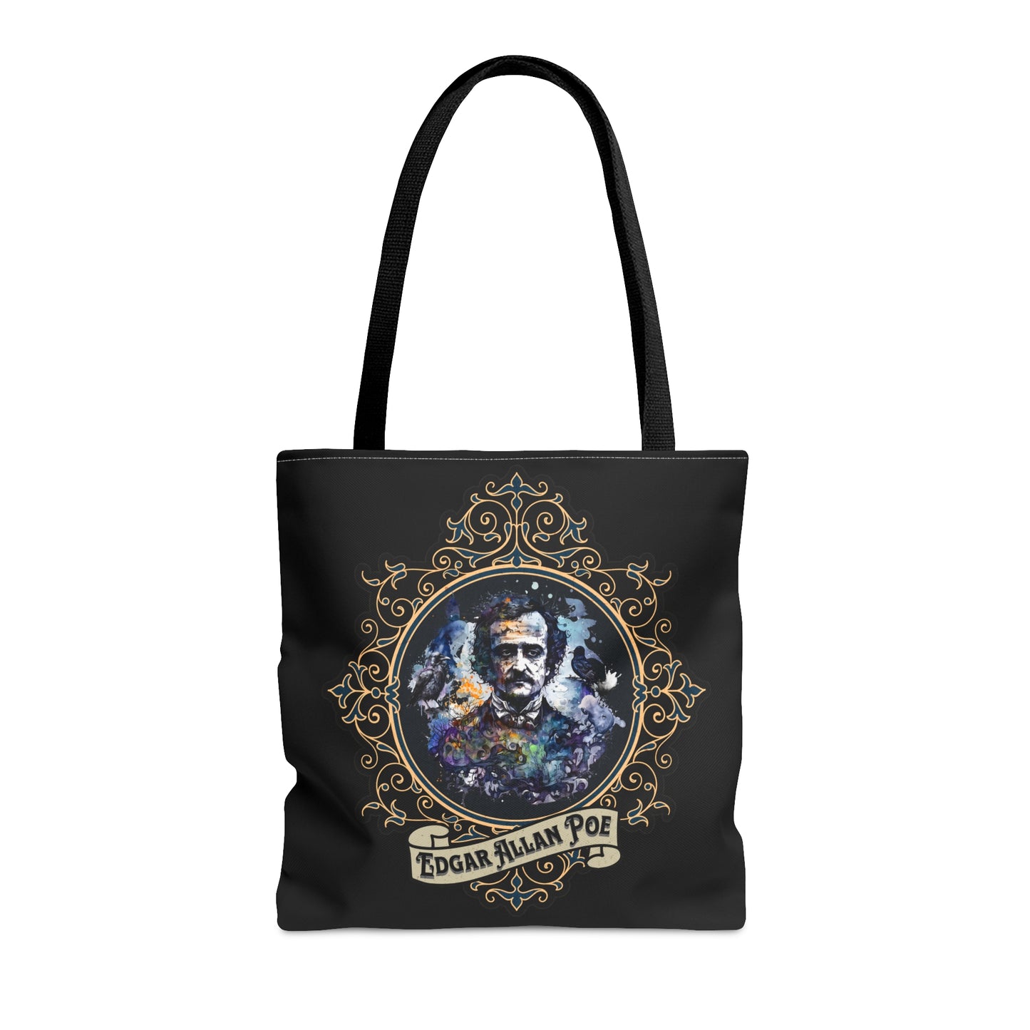 Edgar Allan Poe Tote Bag, Vintage Poet, Poetry Lover Shoulder Bag, Dark Academia, Literary, Bookish, Bookclub Gift, Fall Autumn Project Bag Bags Printify Medium  