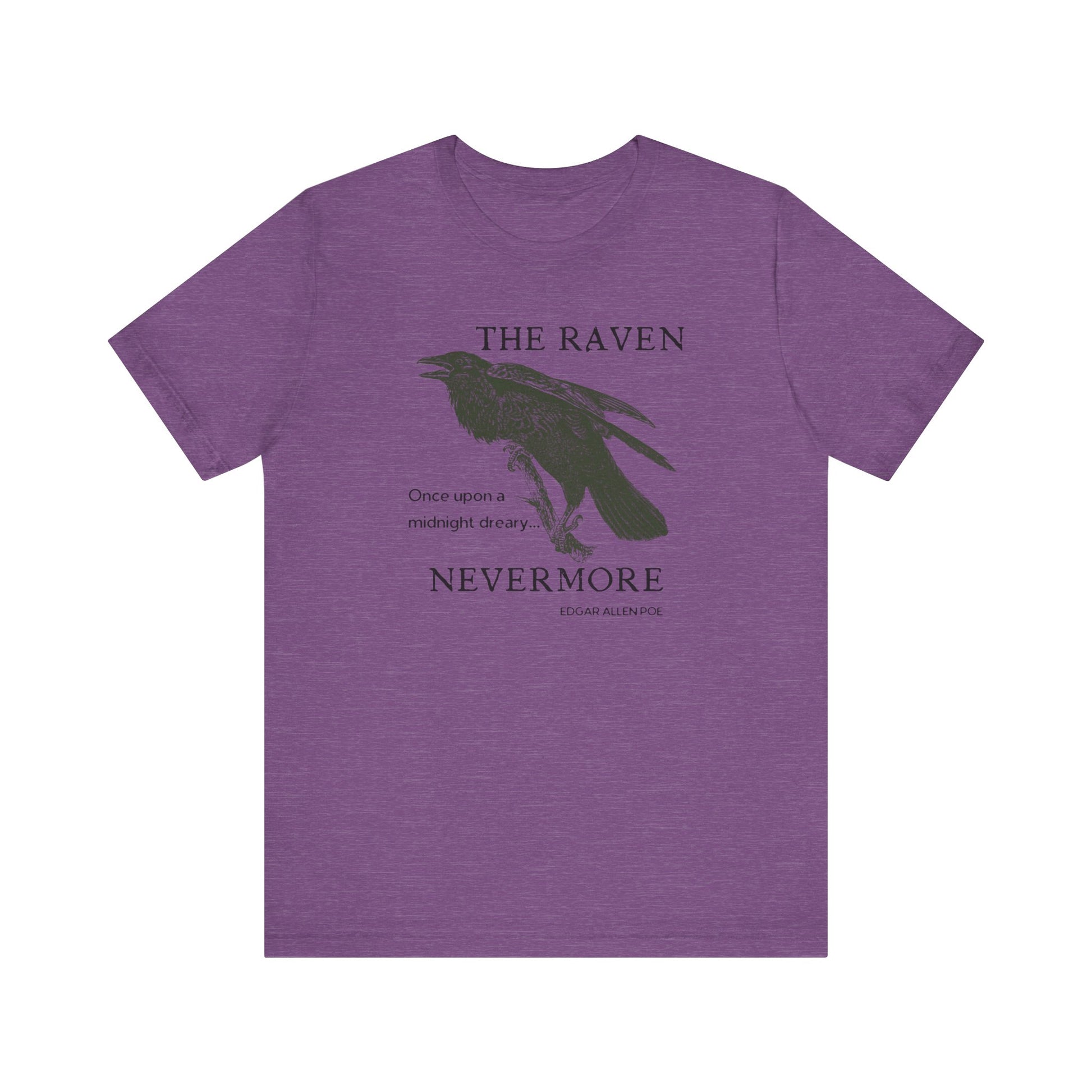 Halloween Vintage The Raven TShirt, Spooky Season Tee, Trick or Treating Shirt, Halloween Party T-Shirt, Edgar Allen Poe, Nevermore, Gothic T-Shirt Printify Heather Team Purple XS 