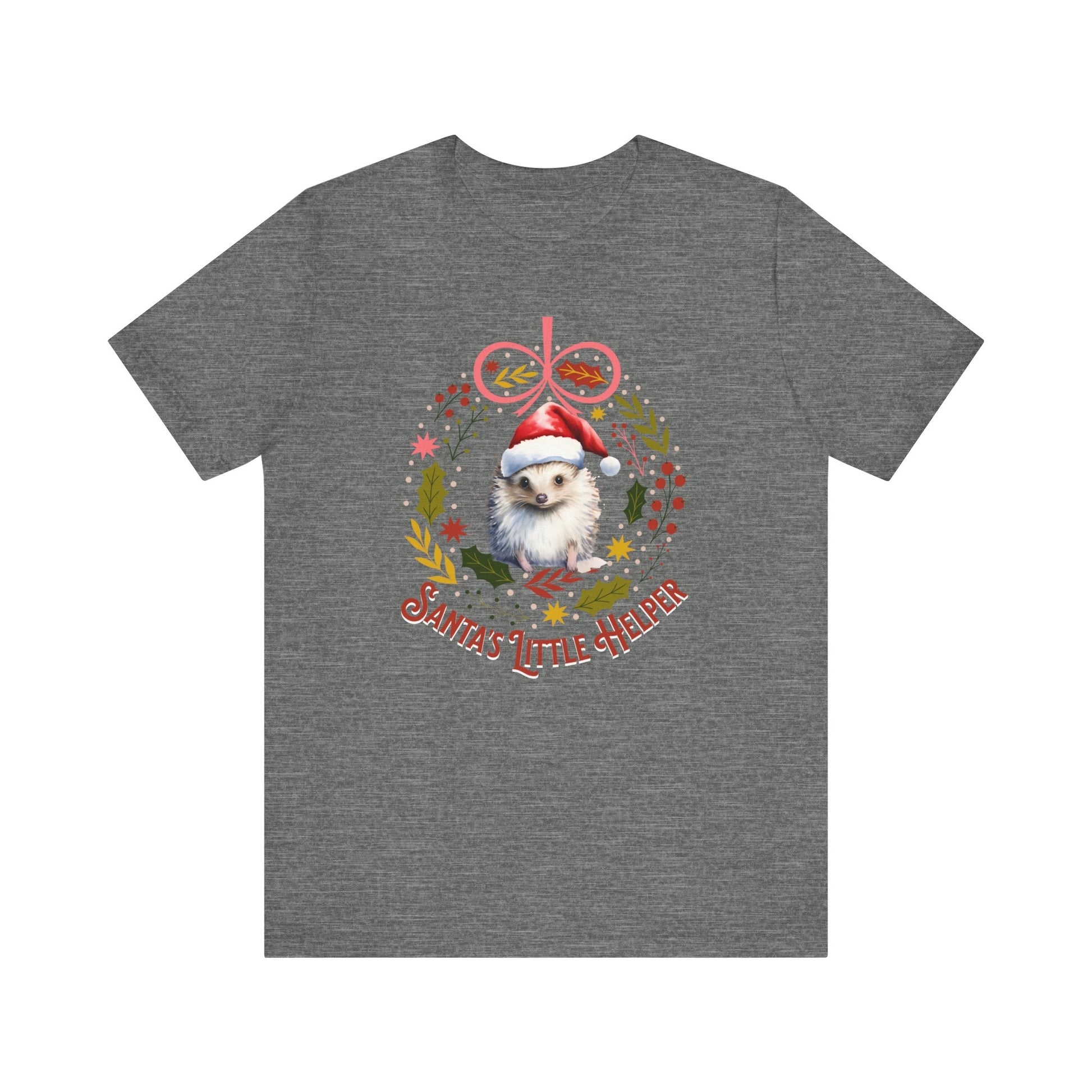 HedgeHog Christmas Shirt Cute Santa's Little Helper T-Shirt, Hedgehog Lover Gift, Merry Christmas Shirt, Country Christmas Animal Lover Gift T-Shirt Printify Deep Heather XS 