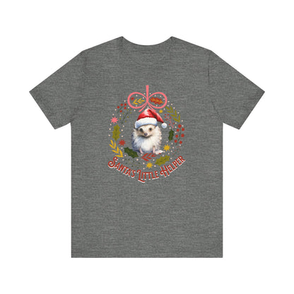 HedgeHog Christmas Shirt Cute Santa's Little Helper T-Shirt, Hedgehog Lover Gift, Merry Christmas Shirt, Country Christmas Animal Lover Gift T-Shirt Printify Deep Heather XS 