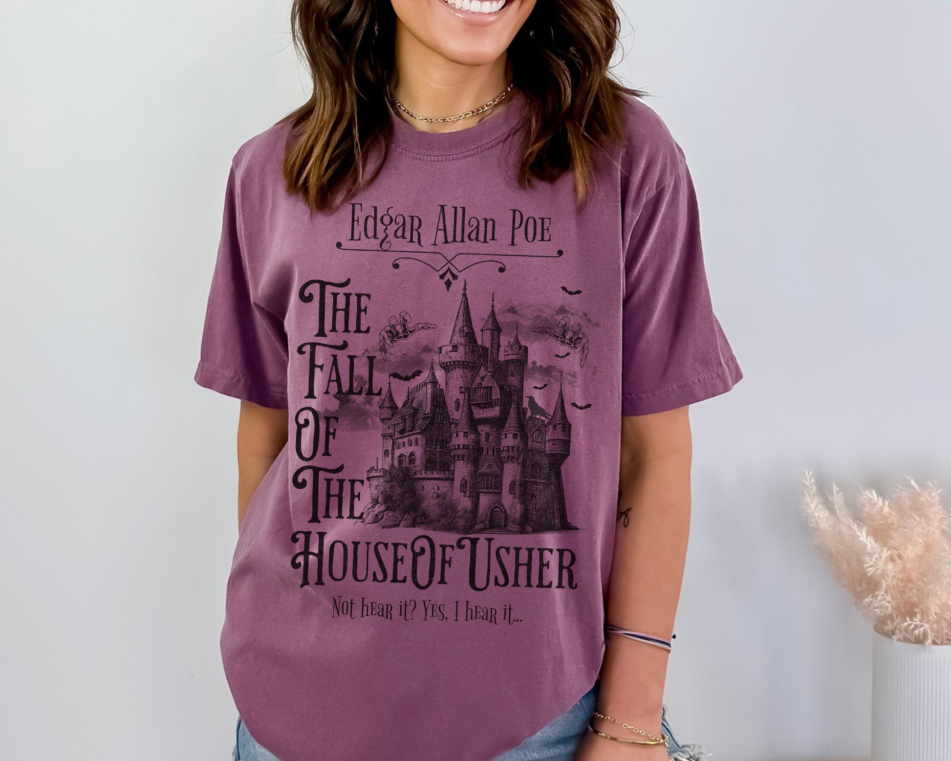 Edgar Allan Poe Shirt, The Fall of the House of Usher Tee, Book Lover Shirt, Halloween, Fall, Gothic, Light Academia, Comfort Colours TShirt T-Shirt Printify   