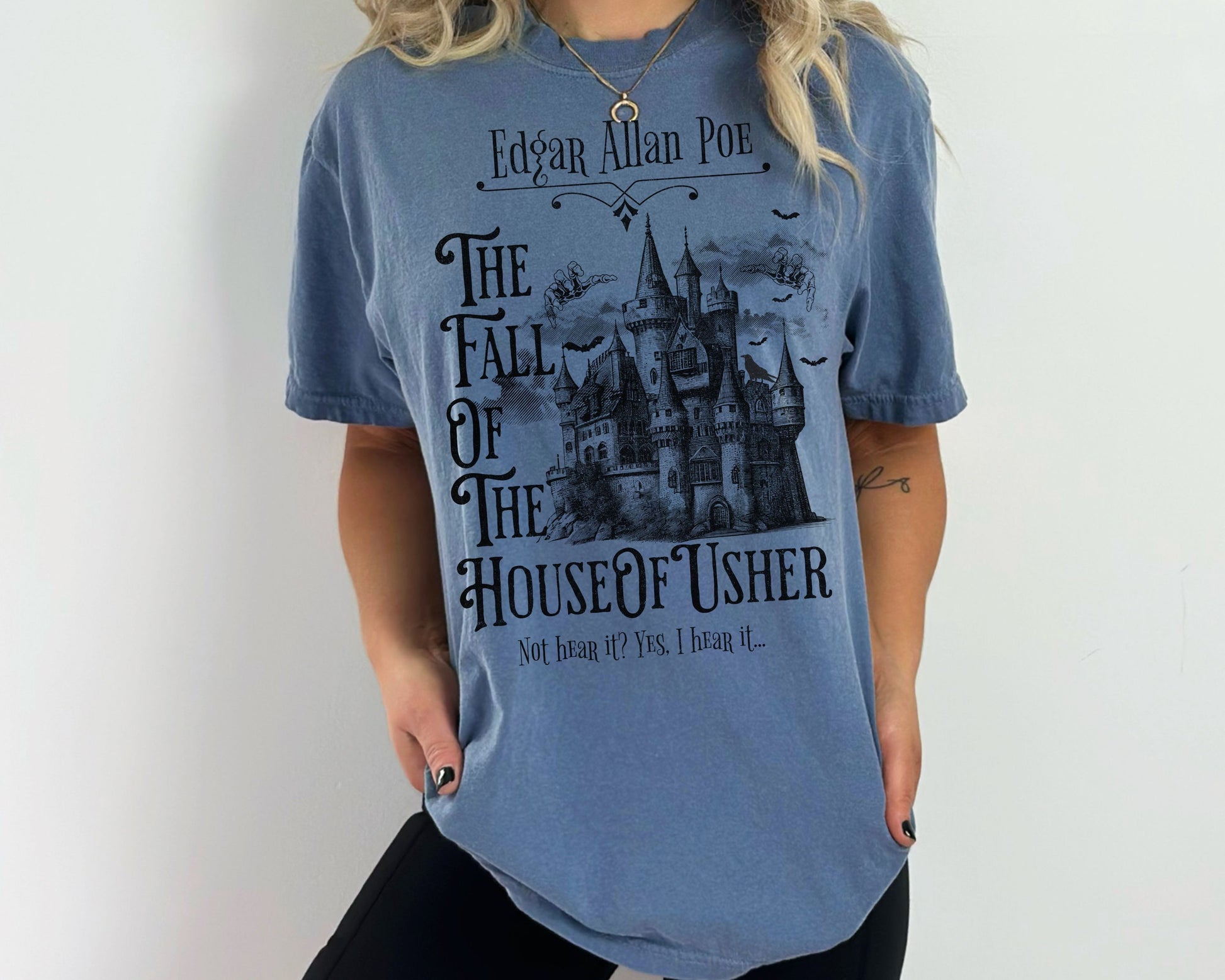 Edgar Allan Poe Shirt, The Fall of the House of Usher Tee, Book Lover Shirt, Halloween, Fall, Gothic, Light Academia, Comfort Colours TShirt T-Shirt Printify   