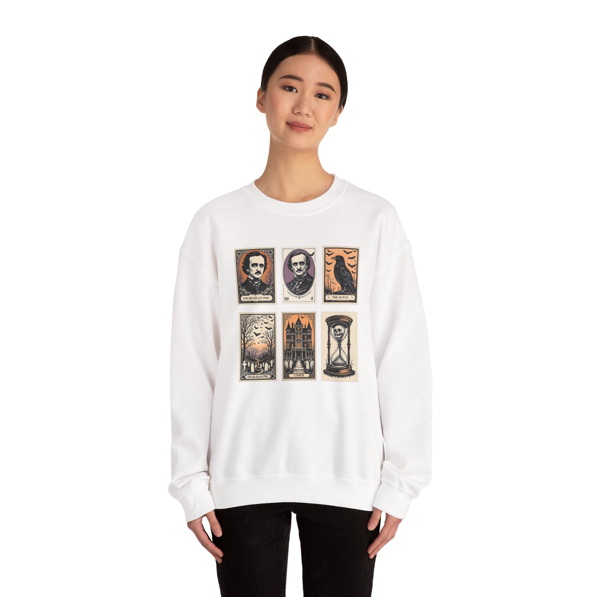 Edgar Allan Poe Sweatshirt The Raven Nevermore Gothic Horror Sweater Dark Academia Macabre Halloween Gift for Book Lovers Birthday Christmas Sweatshirt Printify