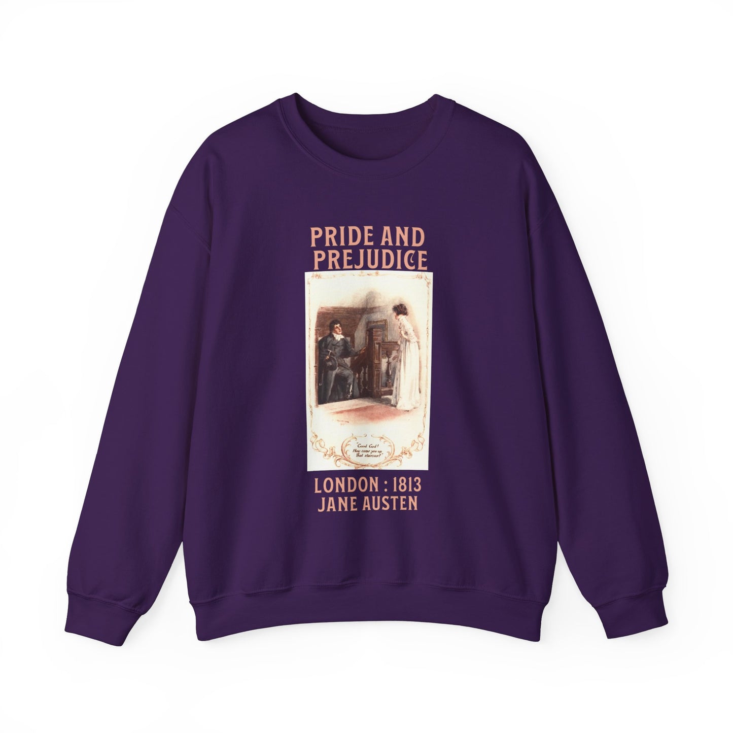 Jane Austen Sweatshirt, Pride & Prejudice Historical Romance Sweater, Bookish Literary Jane Austen Fan Art, Gift for Her, Bookclub Shirt Sweatshirt Printify S Purple 