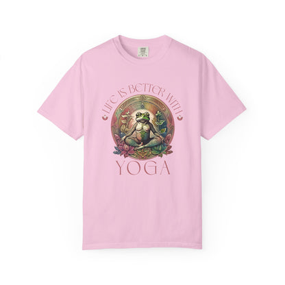 Yoga Frog Life Is Better With Yoga Unisex T-Shirt, Casual Wear, Highlander Fan Gift, T-Shirt Printify Blossom S