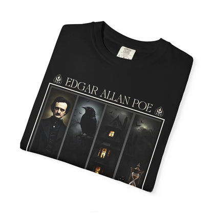 Edgar Allan Poe T-Shirt Gothic Graphic Tee The Raven Nevermore Quote Horror Literature Shirt Dark Academia Aesthetic Halloween Party Gift