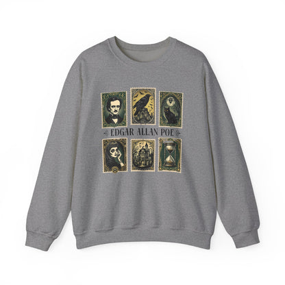 Edgar Allan Poe Sweatshirt The Raven Nevermore Gothic Horror Sweater Dark Academia Macabre Halloween Gift for Book Lovers Birthday Christmas Sweatshirt Printify Graphite Heather S