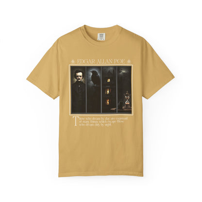 Edgar Allan Poe T-Shirt Gothic Graphic Tee The Raven Nevermore Quote Horror Literature Shirt Dark Academia Aesthetic Halloween Party Gift T-Shirt Printify Mustard S