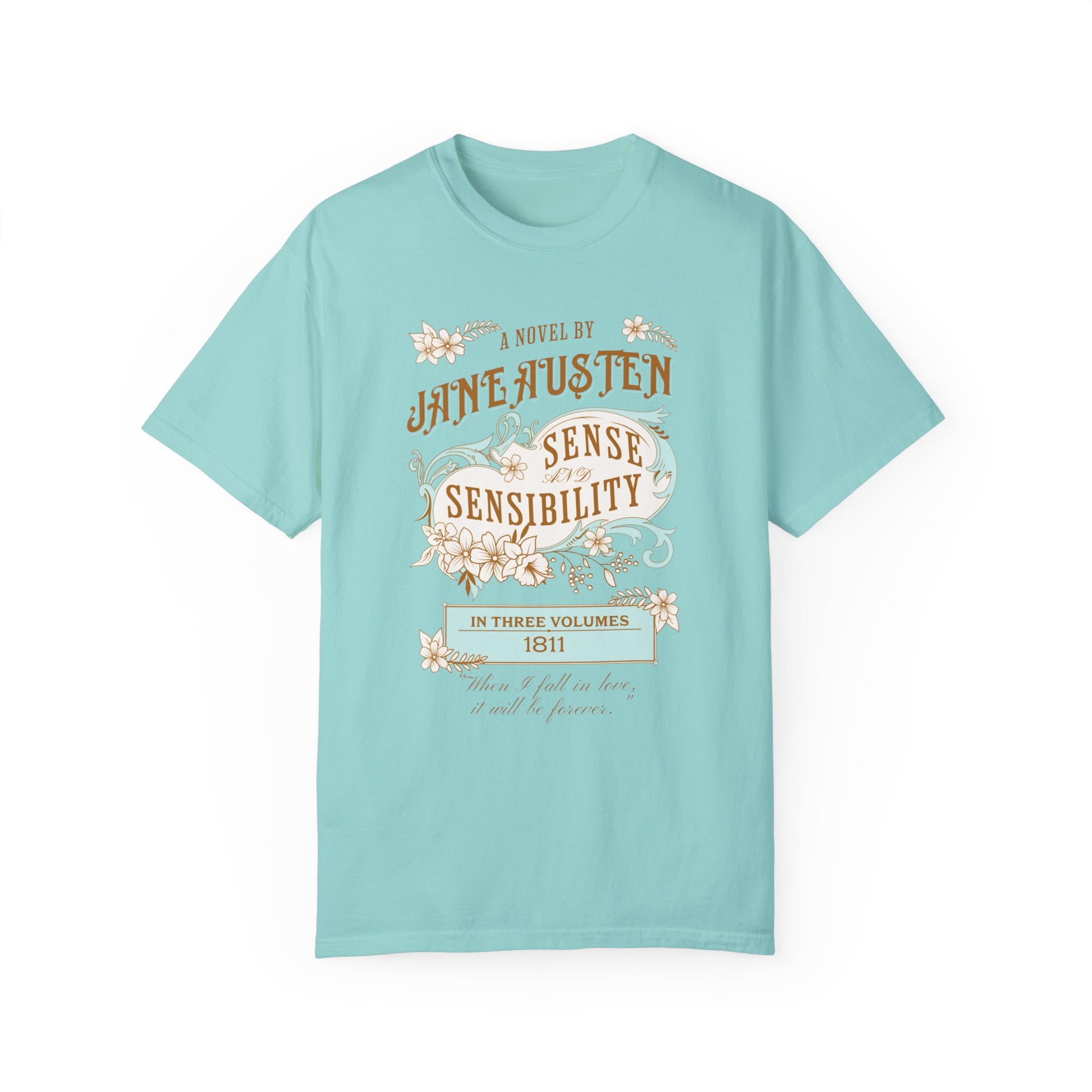 Jane Austen T-Shirt, Sense & Sensibility Historical Romance Comfort Colors Tee, Bookish Literary Jane Austen Fan Art Gift for Her, Readers, T-Shirt Printify Chalky Mint S 