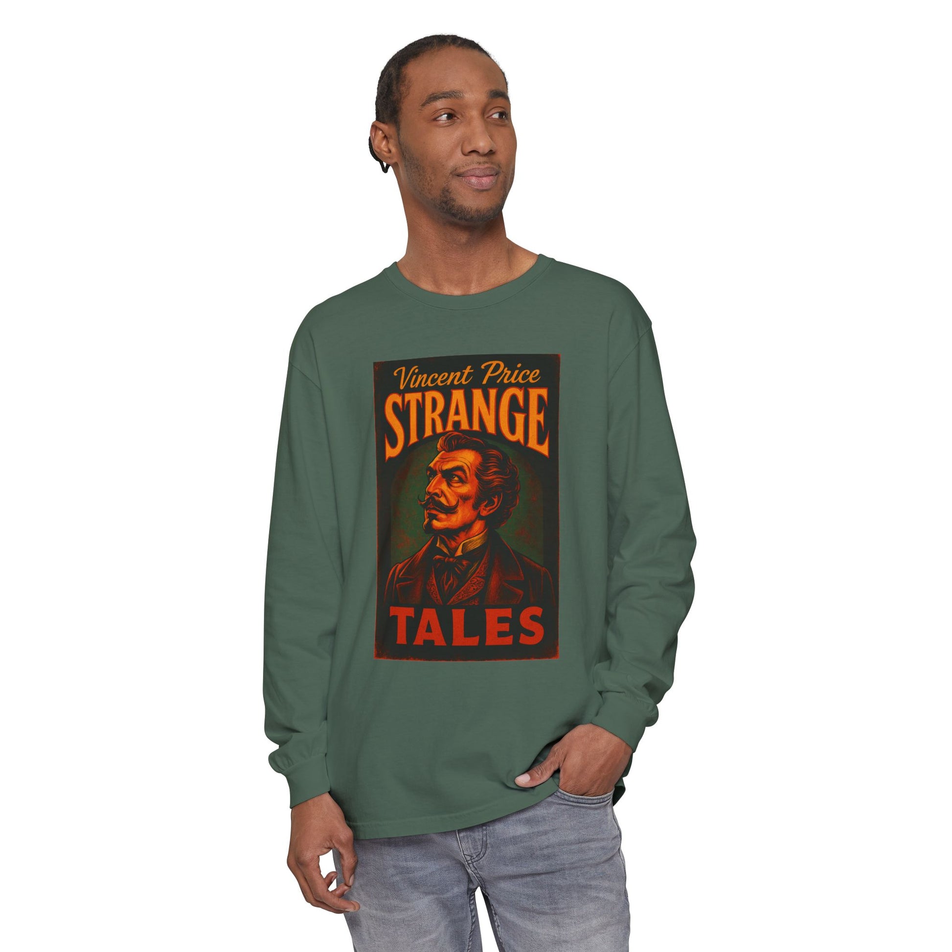 Vincent Price Strange Tales Long Sleeve T-Shirt, Vintage Horror Tee, Gothic Apparel, Halloween Costume, Retro Graphic Shirt Long-sleeve Printify