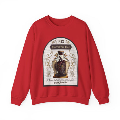 Edgar Allan Poe, The Tell Tale Heart Sweatshirt, Book Lover, Halloween, Haunting Gothic Gift, Light, Dark Academia, Horror Movie Sweater Sweatshirt Printify S Red 