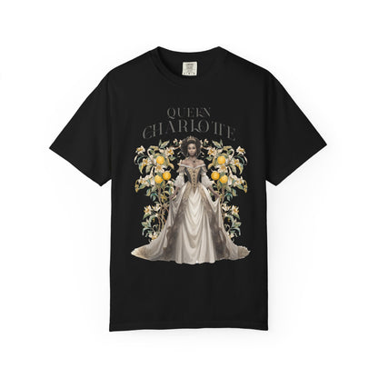 Queen Charlotte T-Shirt Literary Regency Period Tee Historical Drama Series Watching Spilling The Tea Theme Gift for Her Birthday Christmas T-Shirt Printify Black S