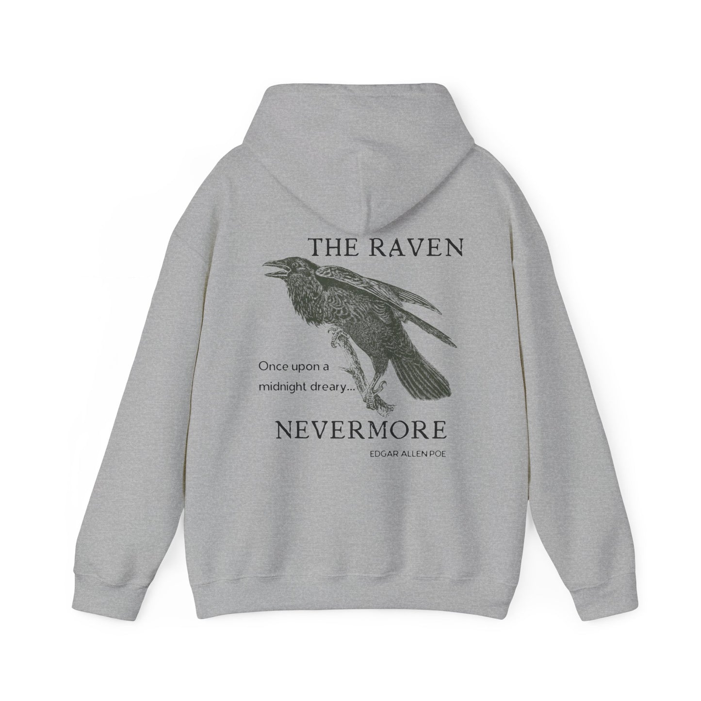 Halloween Vintage The Raven Hoodie, Spooky Season Sweater, Trick or Treating Shirt, Halloween Party Top, Edgar Allen Poe, Nevermore, Gothic Hoodie Printify   