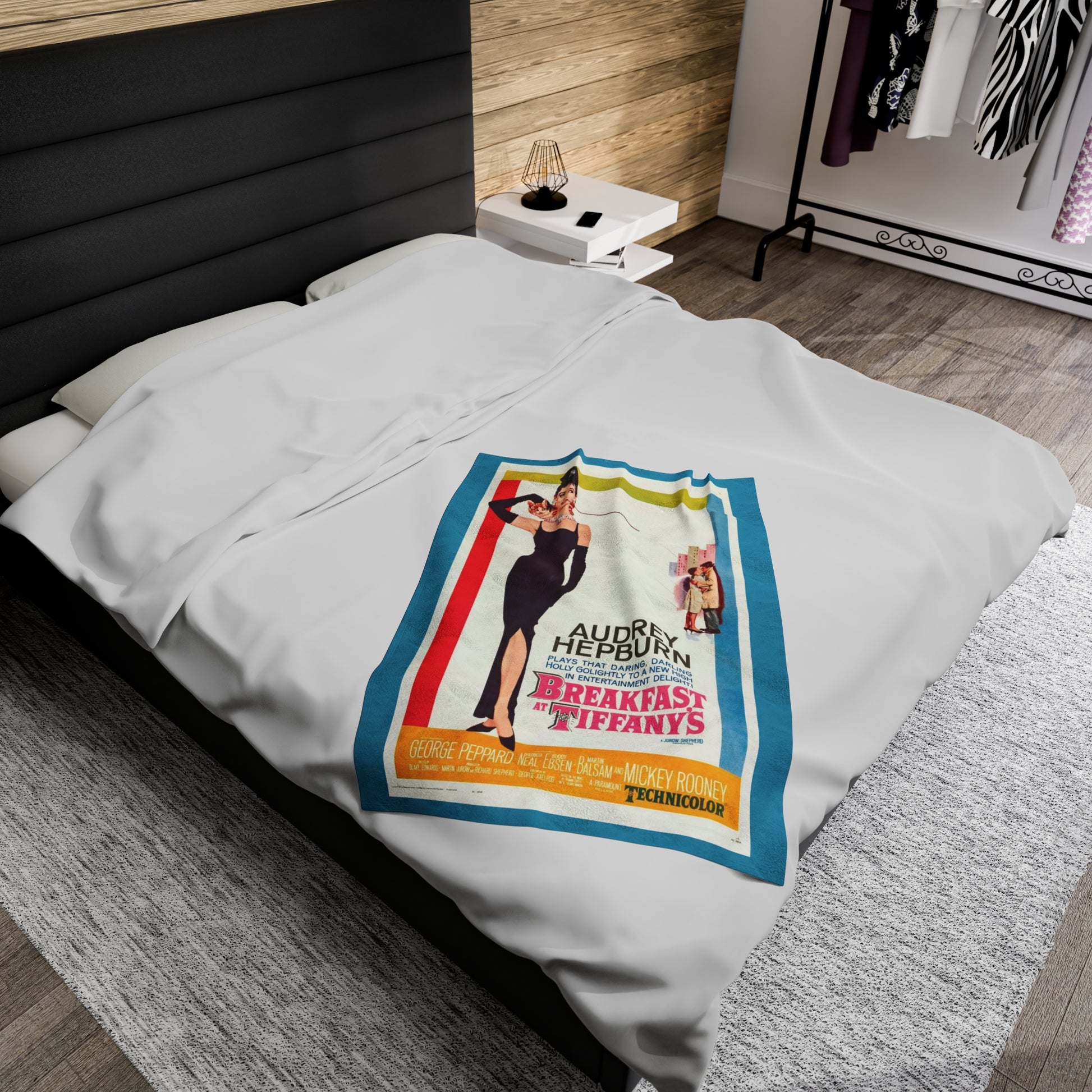 Breakfast at Tiffany's T & Co Throw Blanket, Soft Classic Audrey Hepburn, Book Lover Reading, Movie Poster Blanket, Truman Capote Fan Gift All Over Prints Printify   