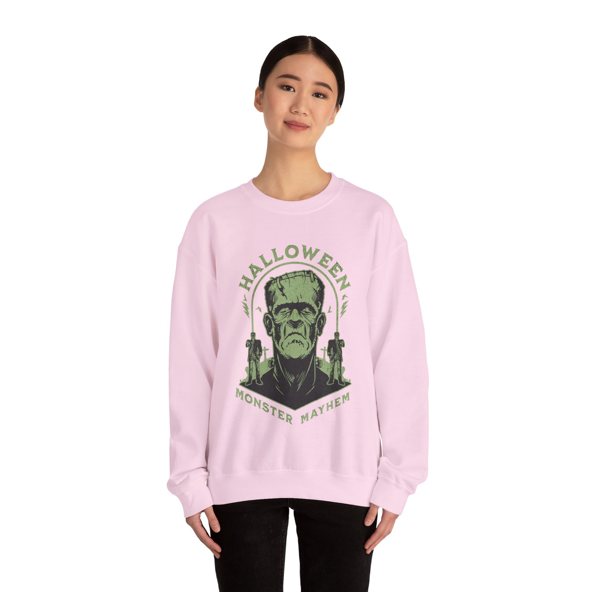 Vintage Halloween Frankenstein Monster Graphic Sweatshirt, Creepy Spooky Book Lover Gift, Horror Movie, Fall Festival Party Sweater. Sweatshirt Printify   