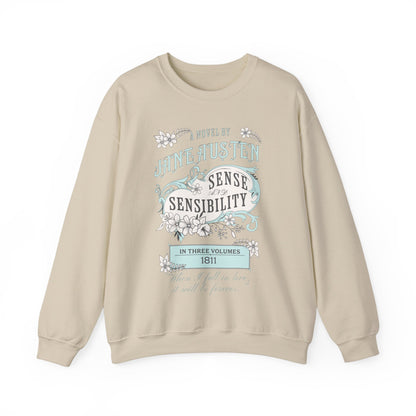 Jane Austen Sweatshirt, Sense & Sensibility Historical Romance Sweater, Bookish Literary Jane Austen Fan Art Gift, Gift for Her, Readers, Sweatshirt Printify S Sand 