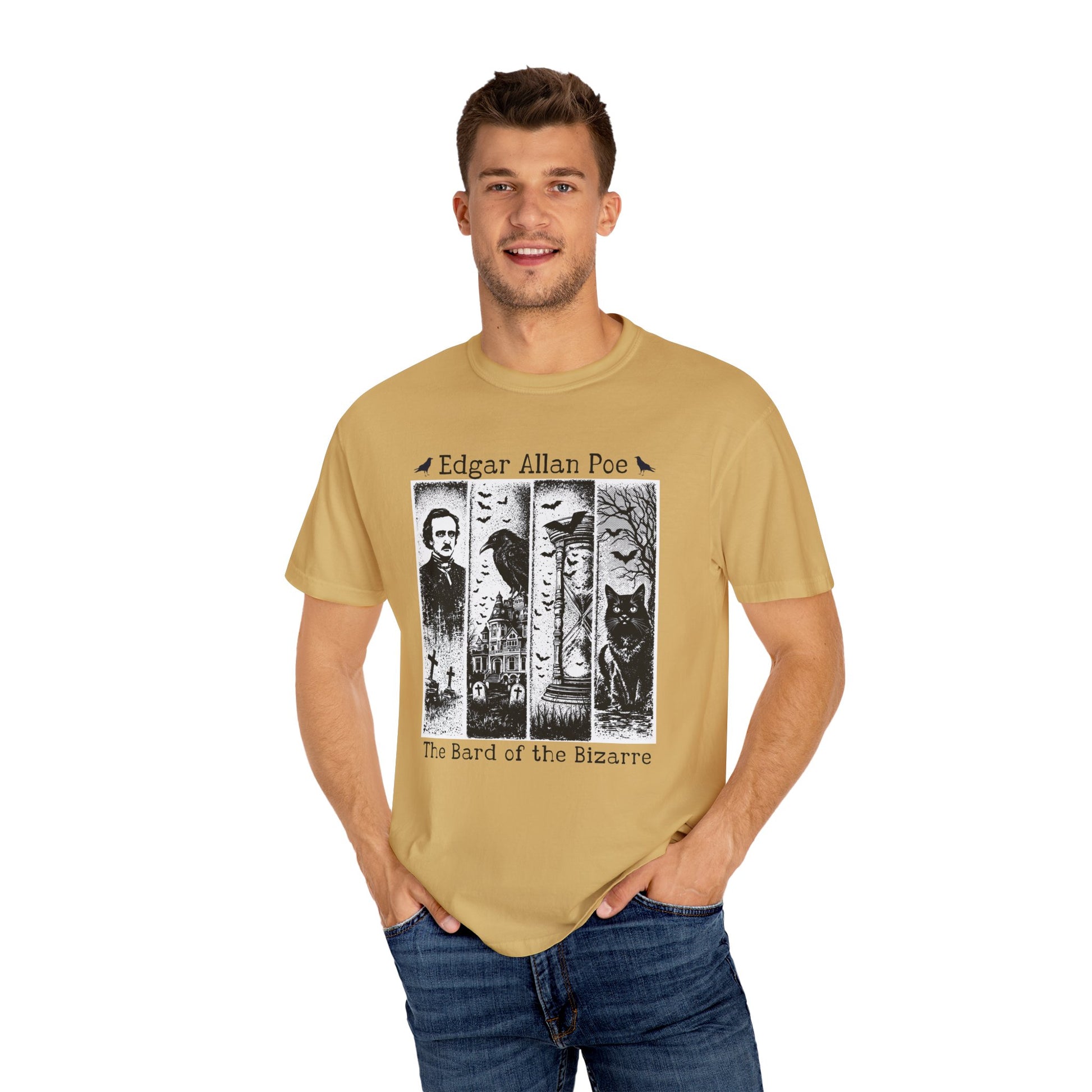 Edgar Allan Poe T-Shirt Gothic Graphic Tee The Raven Nevermore Quote Horror Literature Shirt Dark Academia Aesthetic Halloween Party Gift T-Shirt Printify