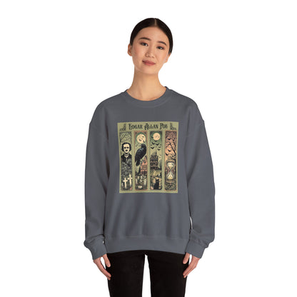 Edgar Allan Poe Sweatshirt The Raven Nevermore Gothic Horror Sweater Dark Academia Macabre Halloween Gift for Book Lovers Birthday Christmas