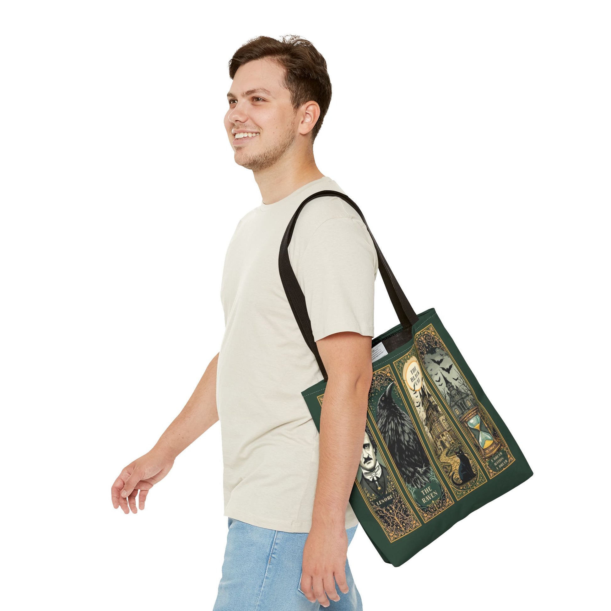 Edgar Allan Poe Tote Bag Gothic Literary Gift for Book Lover Dark Academia Macabre Accessory Halloween Tote Fall School Bag for Poetember Bags Printify