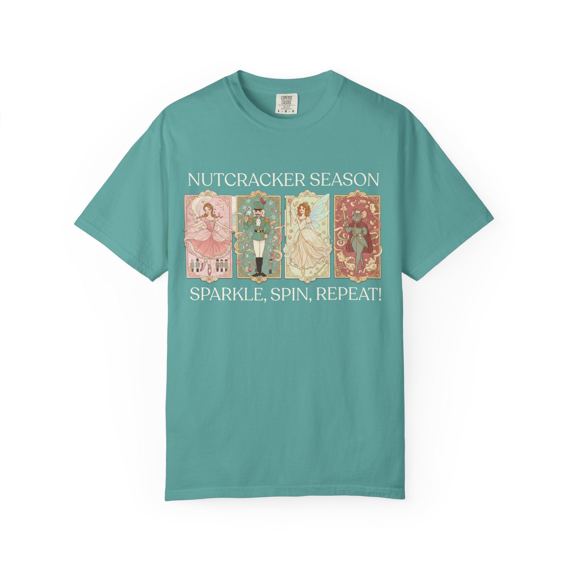 Nutcracker Ballet T-Shirt, Sugar Plum Fairy Christmas Tee, Holiday Dance Shirt, Coquette Pastel Christmas Gift T-Shirt Printify Seafoam S