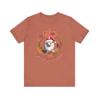 HedgeHog Christmas Shirt Cute Santa's Little Helper T-Shirt, Hedgehog Lover Gift, Merry Christmas Shirt, Country Christmas Animal Lover Gift T-Shirt Printify Heather Clay XS 