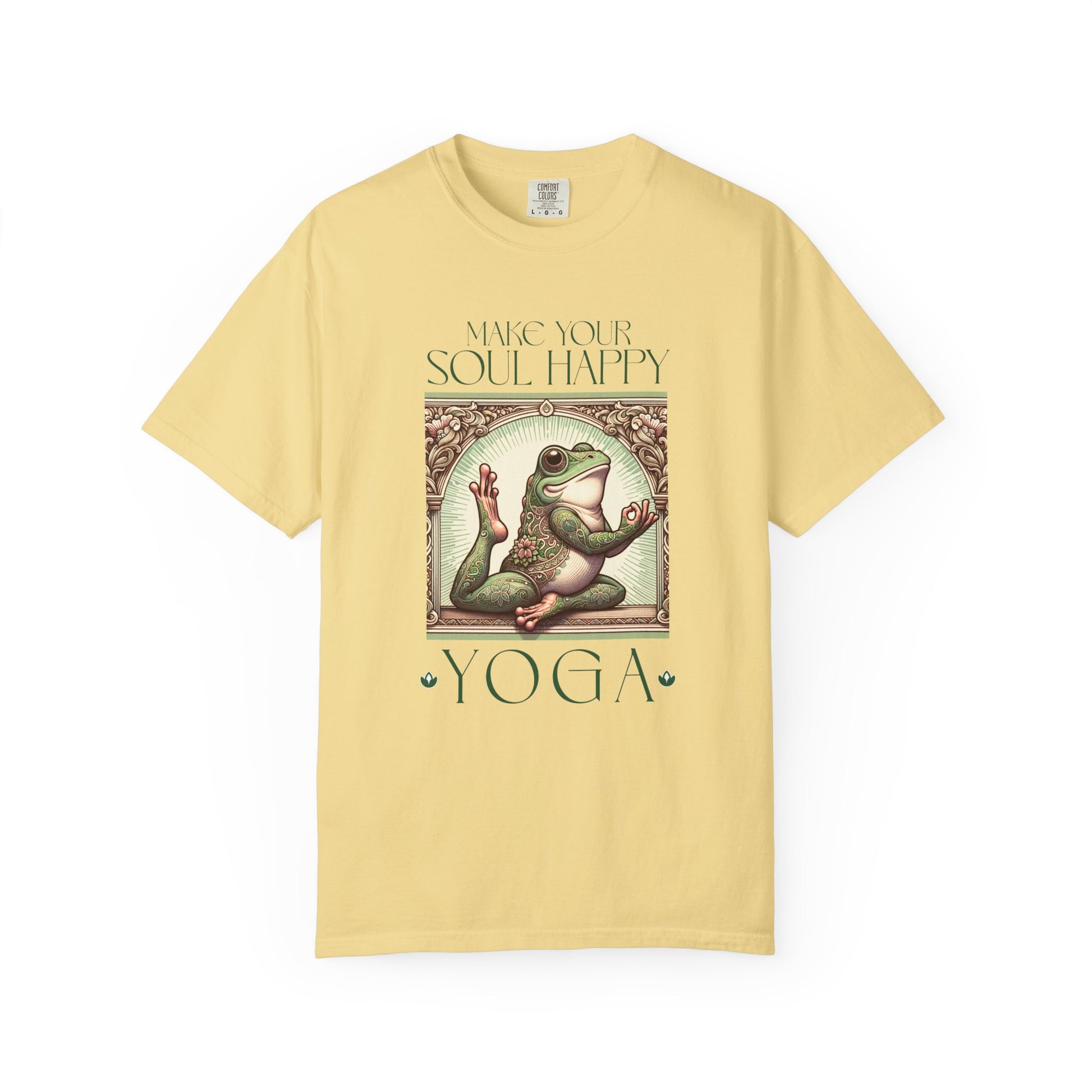 Yoga Frog Make Your Soul Happy Green Unisex T-Shirt, Casual Wear, Highlander Fan Gift, Comfortable Graphic Tee T-Shirt Printify Butter S