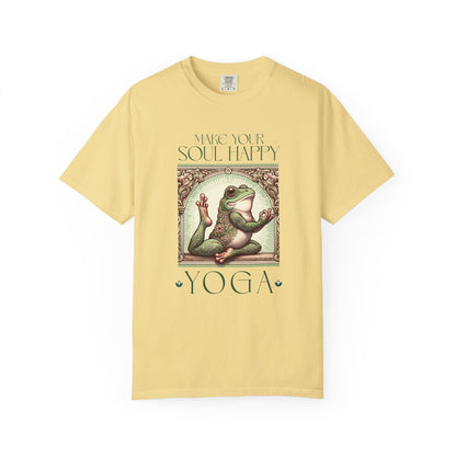 Yoga Frog Make Your Soul Happy Green Unisex T-Shirt, Casual Wear, Highlander Fan Gift, Comfortable Graphic Tee T-Shirt Printify Butter S