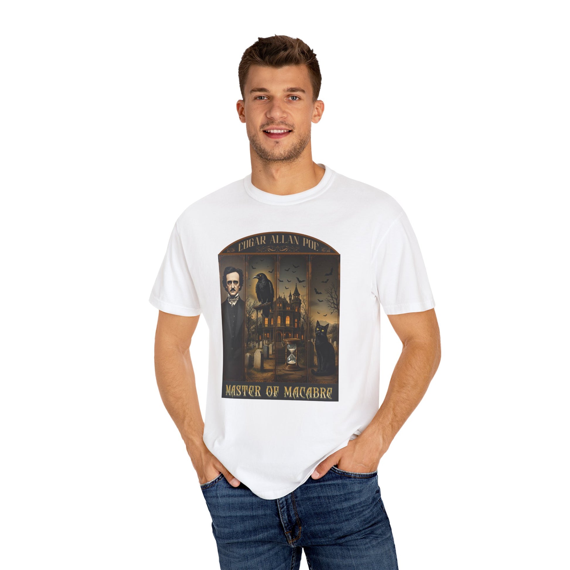 Edgar Allan Poe T-Shirt Gothic Graphic Tee The Raven Nevermore Quote Horror Literature Shirt Dark Academia Aesthetic Halloween Party Gift T-Shirt Printify