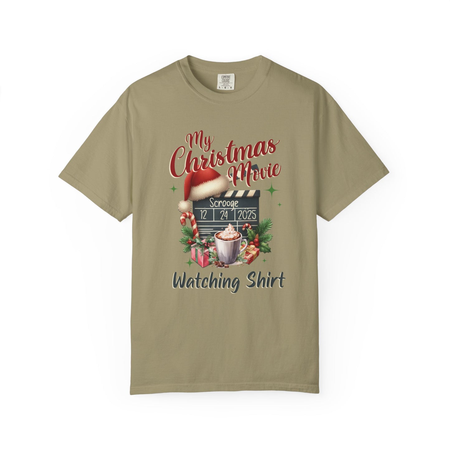 Custom Christmas Movie Watching Shirt, Holiday Movie Sweatshirt, Funny Gift For Her, Festive Shirts, Family Group Shirts, Xmas Keepsake Gift T-Shirt Printify Khaki S